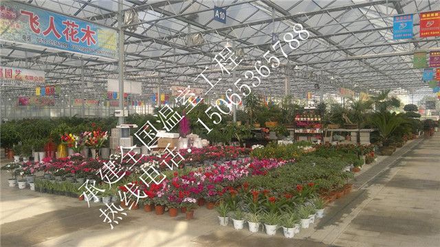 花卉市場(chǎng)玻璃溫室內(nèi)部圖